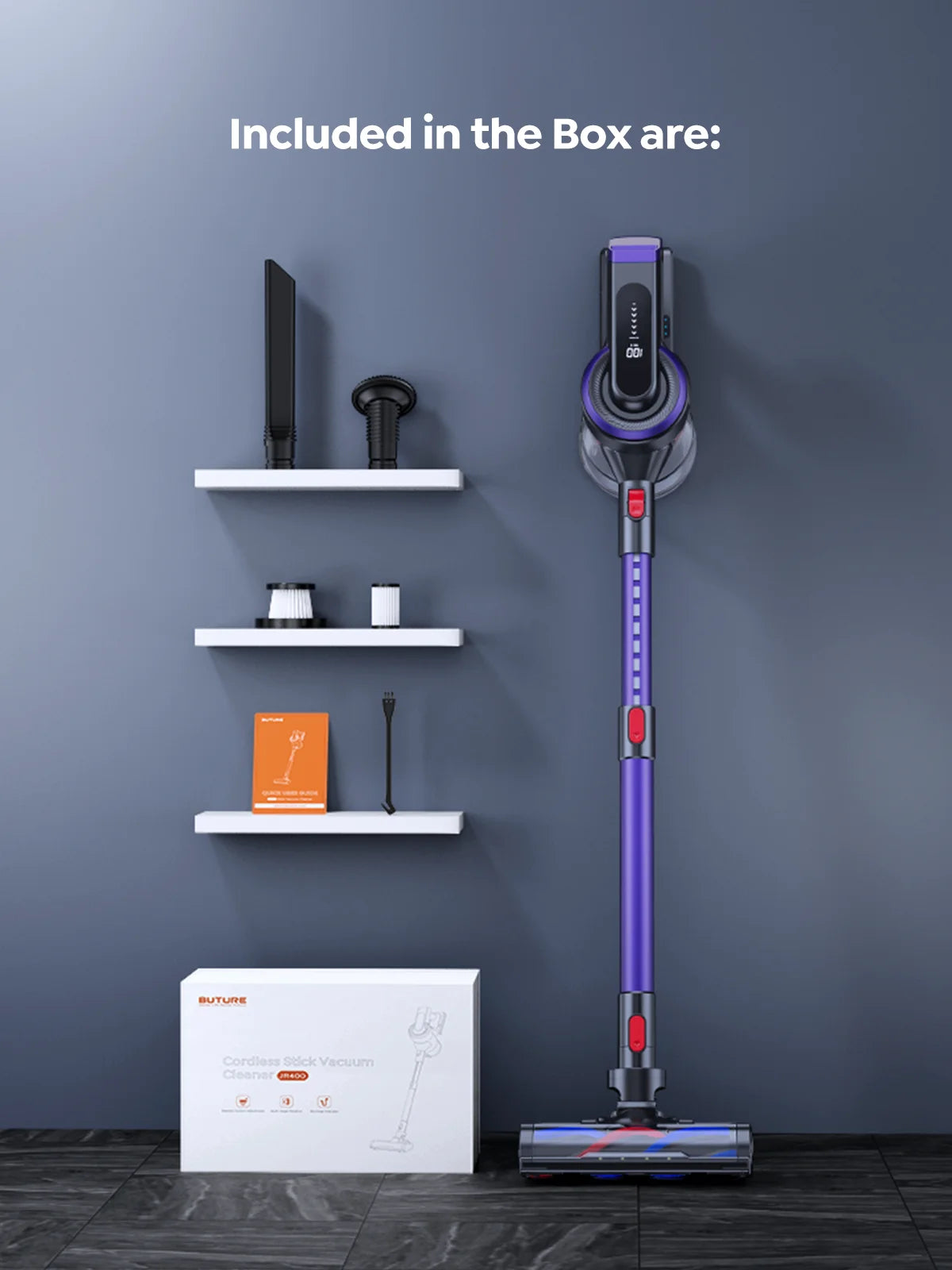 JR400 38000Pa Cordless Vacuum Cleaner Handheld 450W with Touch Display Smart Home Appliance for Carpets Hair 55 Mins