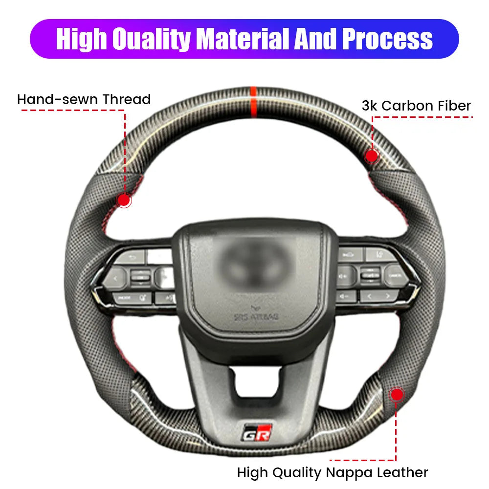 Carbon Fiber Steering Wheel for Toyota GT 86 FORTUNER FJ Cruiser HIACE LC70/76/79 Land Cruiser CROWN ALPHARD VELLFIRE HILUX