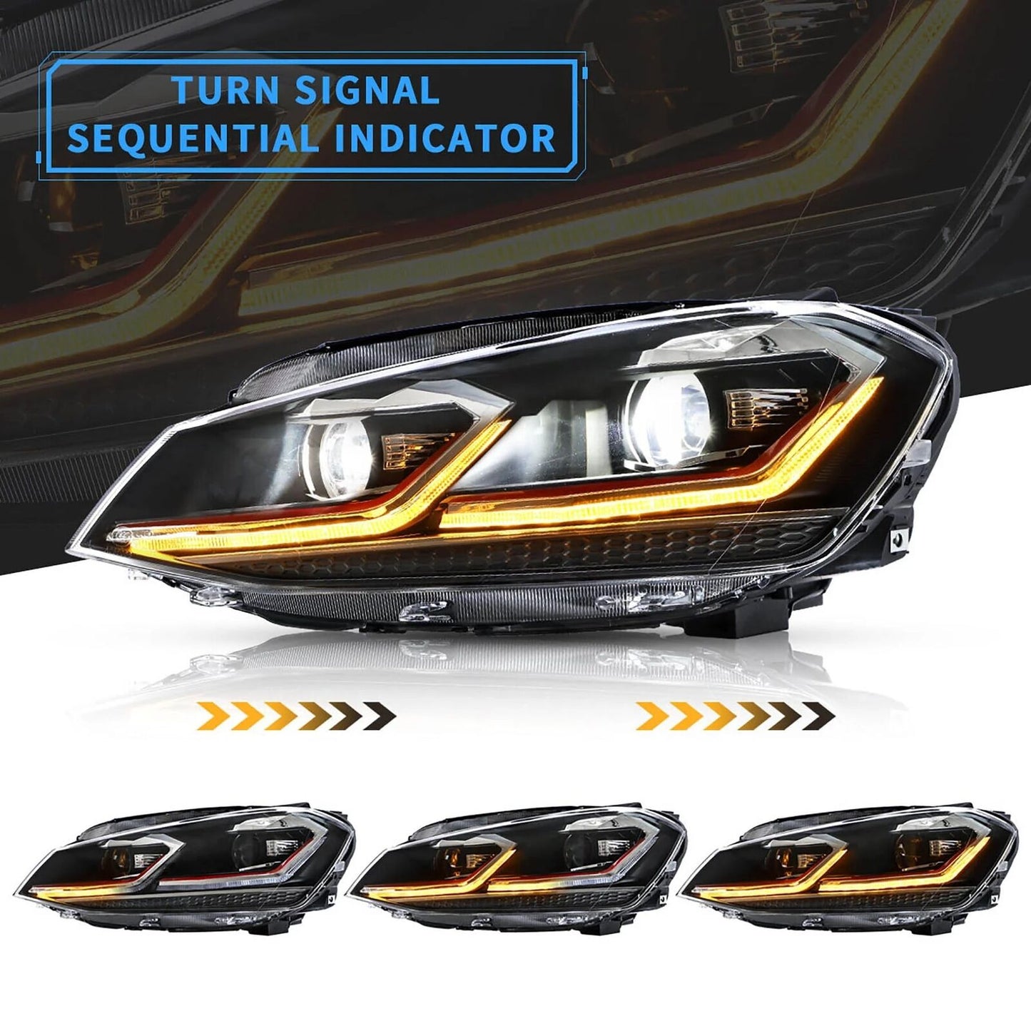 VOLL LED Scheinwerfer Für VW Golf 7.5 MK7.5 2017-2021 Passt Halogen Version Tüv