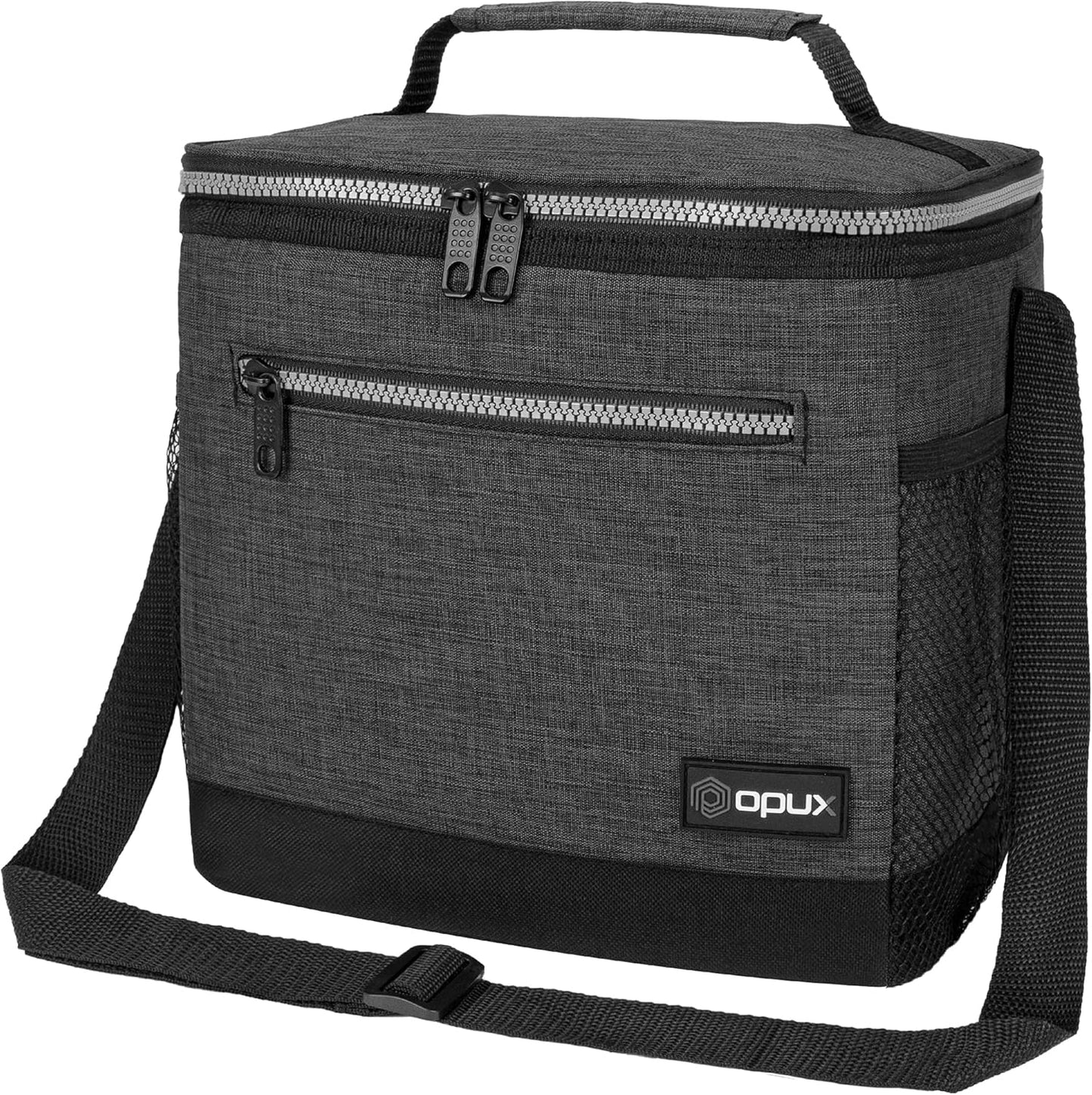 Extra Large Insulated Lunch Box Men Women, Lunch Bag for Work, Leakproof Soft Cooler Tote Adult, Lunch Pail, Picnic Beach Collapsible Food Bag with Shoulder Strap, Charcoal