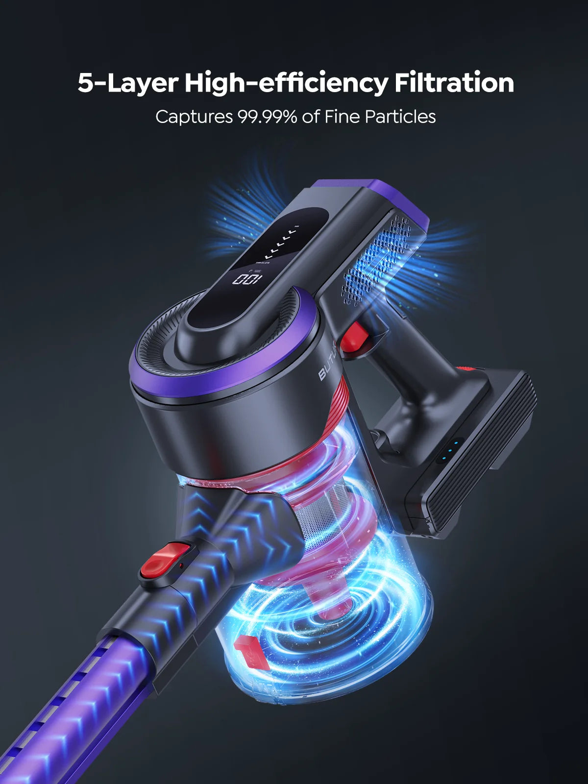 JR400 38000Pa Cordless Vacuum Cleaner Handheld 450W with Touch Display Smart Home Appliance for Carpets Hair 55 Mins