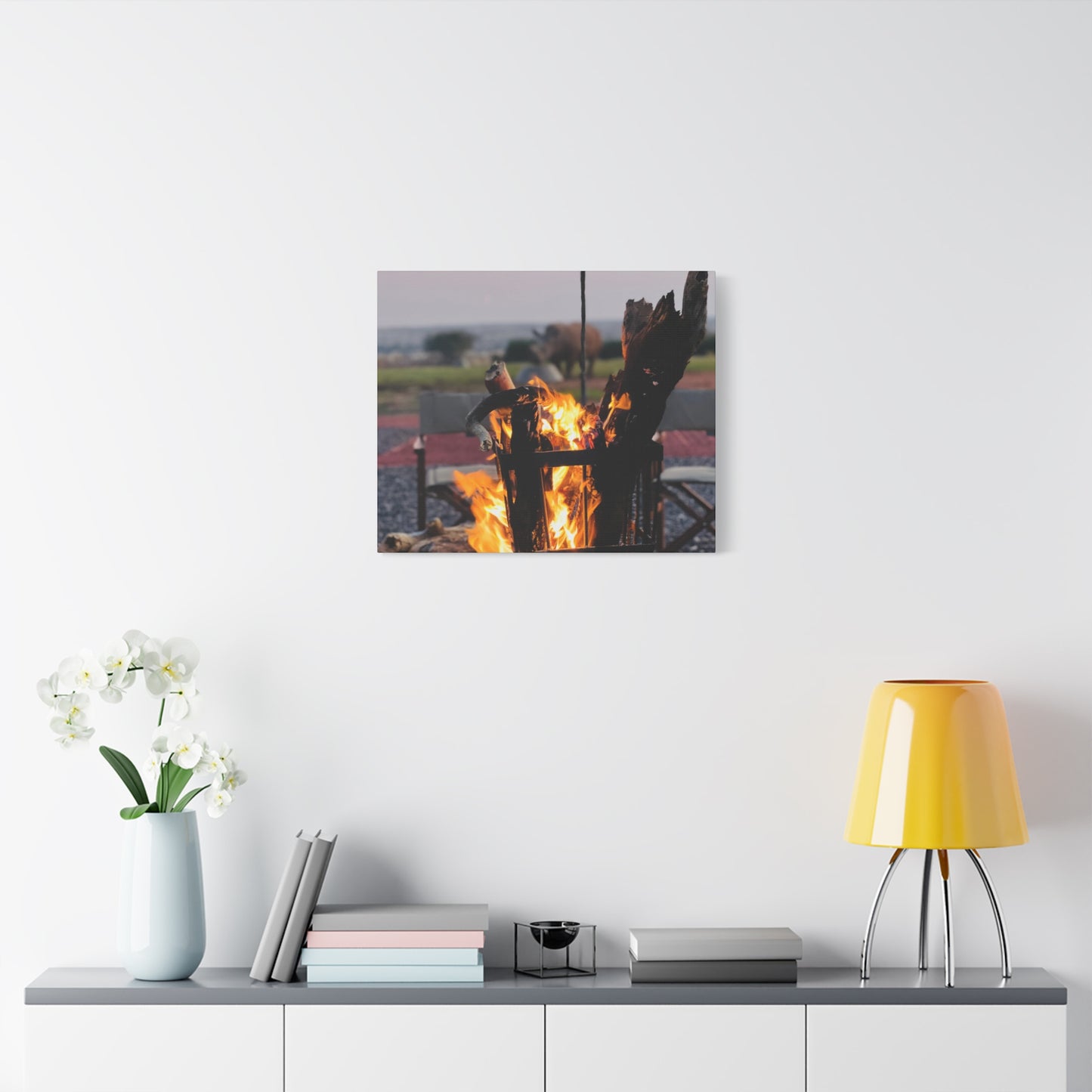 Cozy Firepit with a Rhino Canvas
