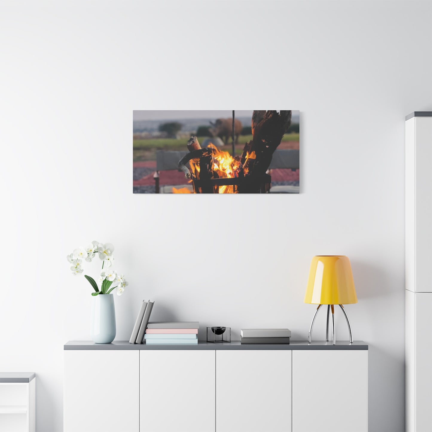 Cozy Firepit with a Rhino Canvas