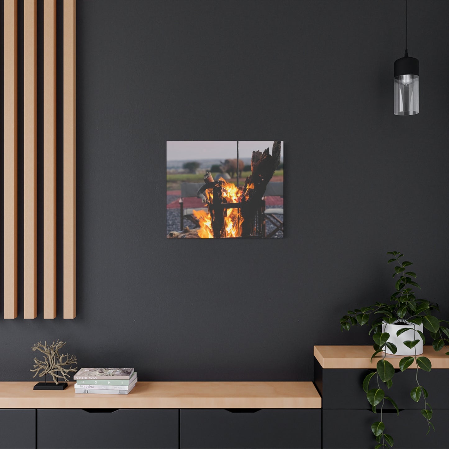 Cozy Firepit with a Rhino Canvas