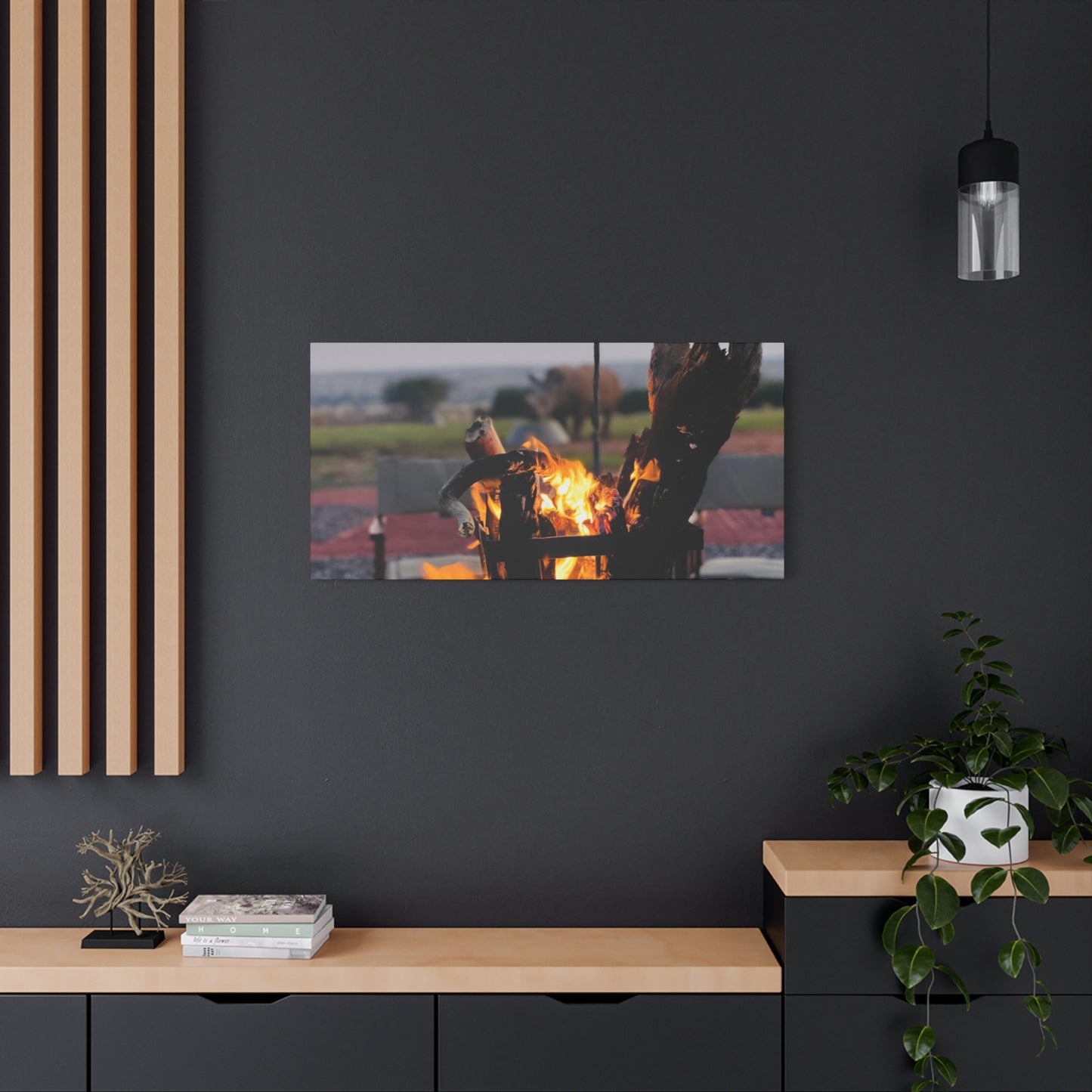 Cozy Firepit with a Rhino Canvas