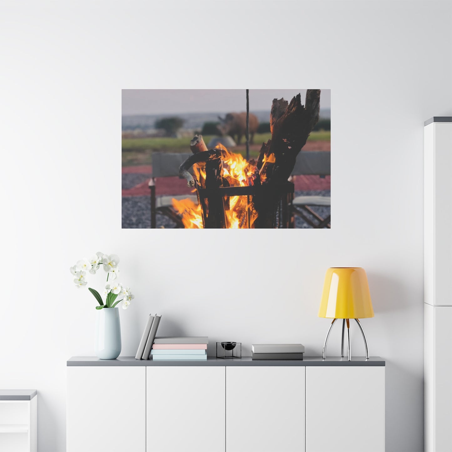 Cozy Firepit with a Rhino Canvas