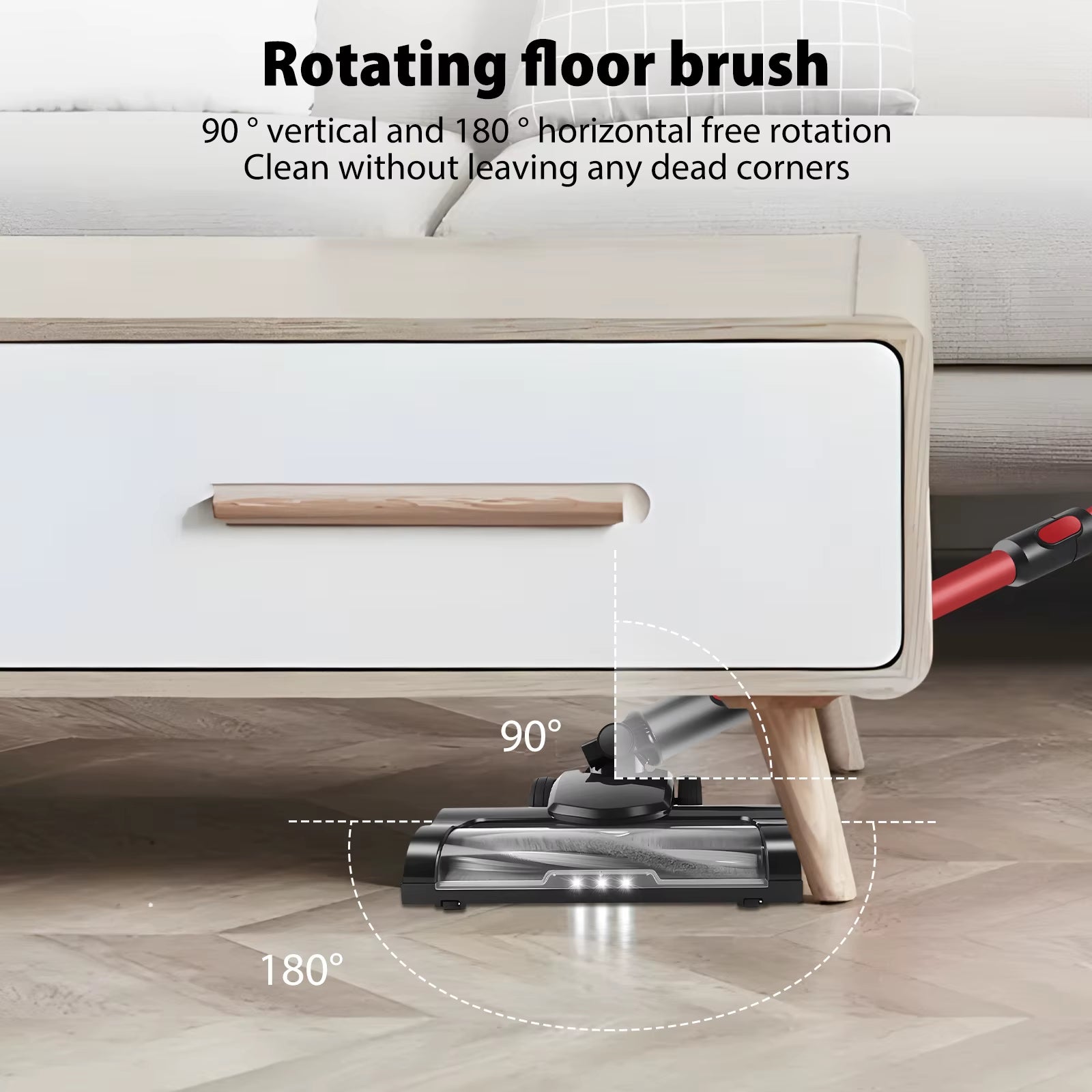 Cordless Vacuum Cleaner, 3800W Powerful Stick Cleaner 6 in 1 Rechargeable 21V for Hardwood Floor Carpet Car Pet Hair,Red