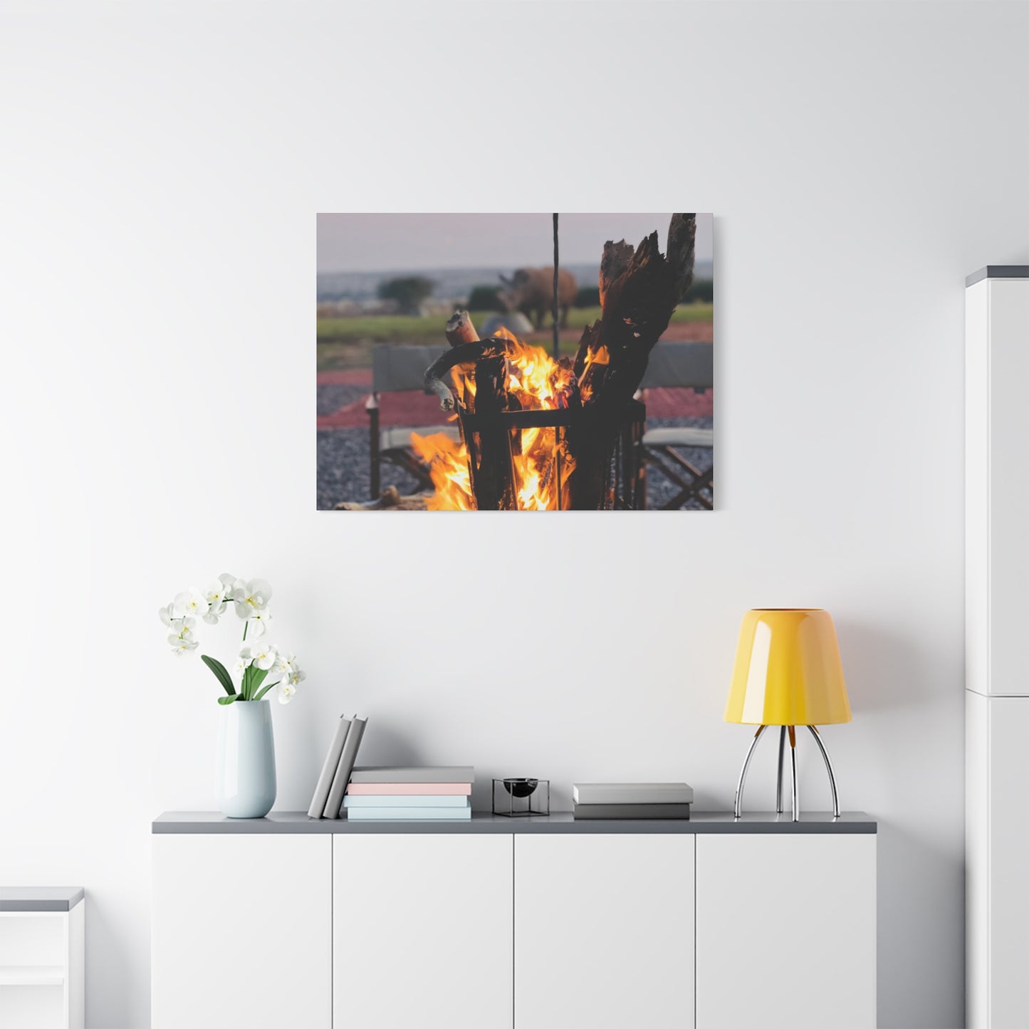 Cozy Firepit with a Rhino Canvas